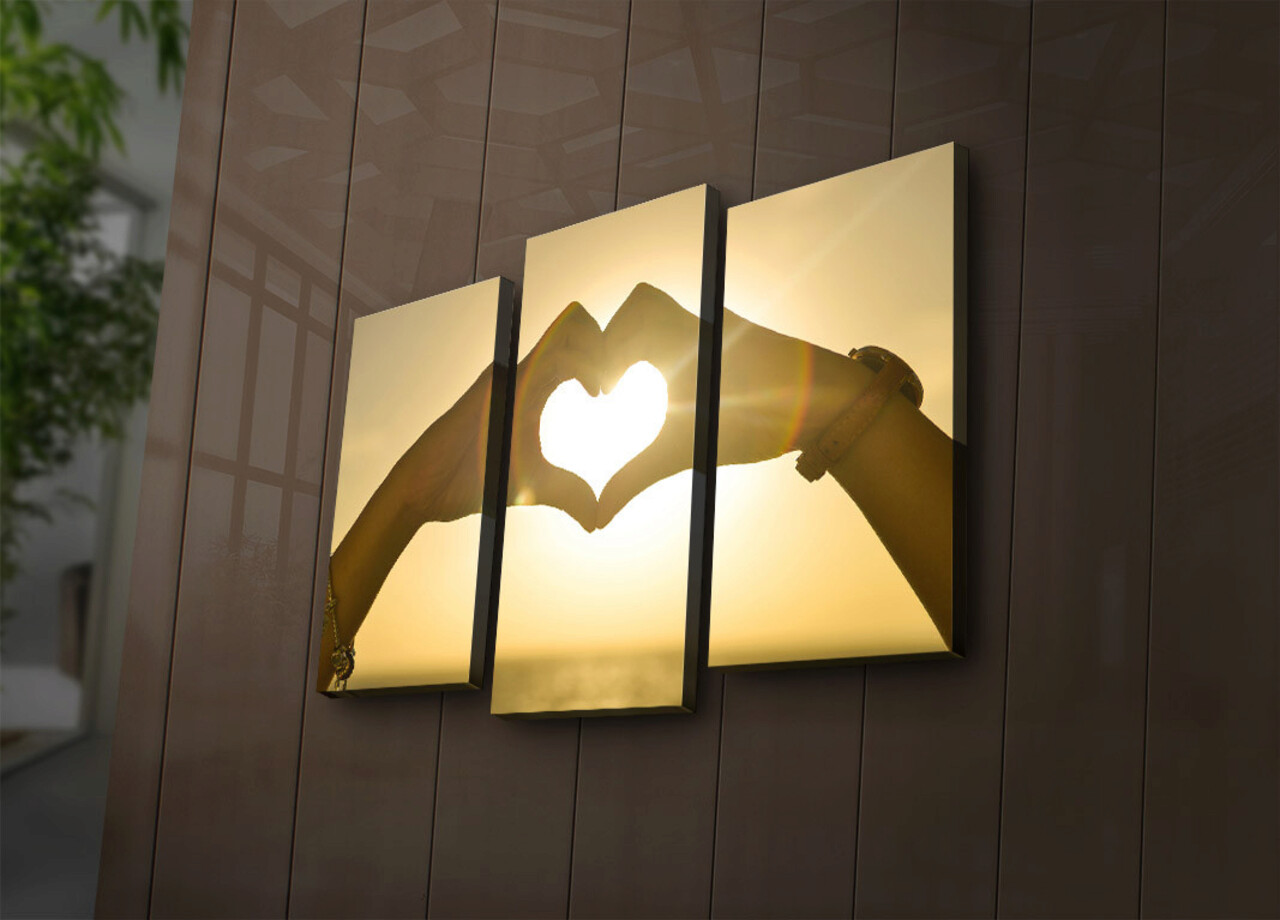 Tablou decorativ cu lumina LED, 3PATİACT-9, 20 x 39 cm, 2 piese, Multicolor - imagine 6